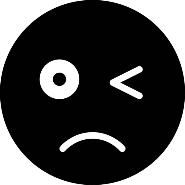 Icono Triste Guiño Cara Avatar Estado Ánimo Expresión Emoticono Ilustración — Vector de stock