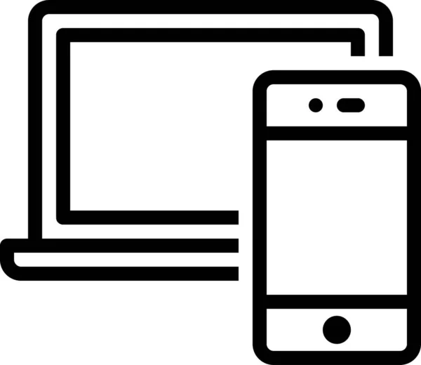 Laptop Smartphone Ícone Plano Vetor Ilustração — Vetor de Stock