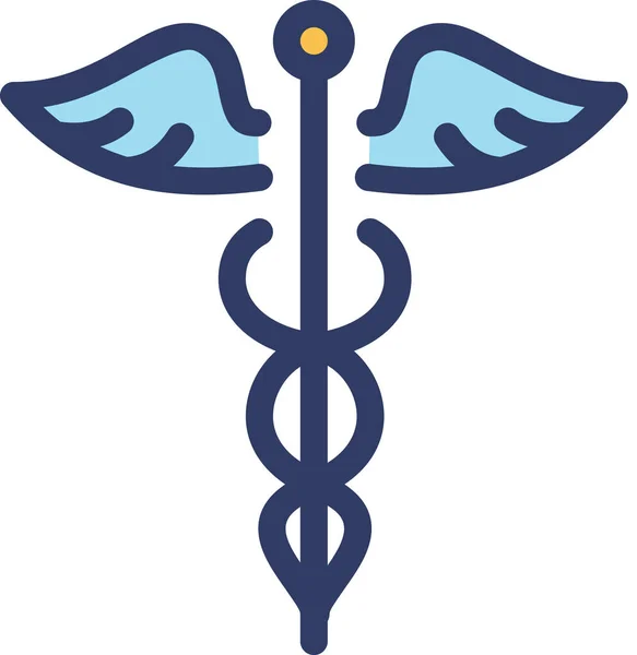 beyaz arkaplanda izole caduceus simgesi, vektör illüstrasyonu