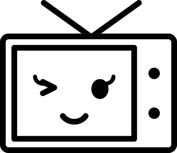 Sorridente Rosto Televisão Isolado Fundo Branco Ilustração Vetorial — Vetor de Stock