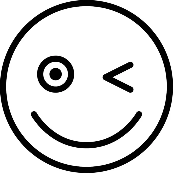 Icono Sonrisa Guiño Cara Avatar Estado Ánimo Expresión Emoticono Ilustración — Archivo Imágenes Vectoriales