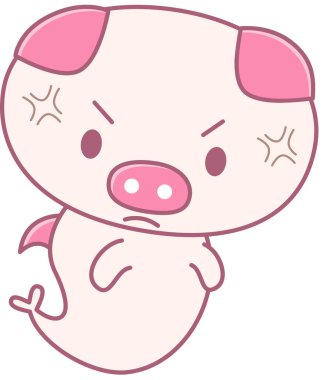 Kızgın domuz surat ifadesi, vektör illüstrasyonu