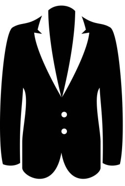 Beyaz arkaplanda izole edilmiş ceket simgesi, vektör illüstrasyonu 