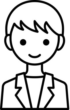 Erkek yüzü, çocuk avatar konsepti, insanlar gülümseme ikonu, minimalist vektör illüstrasyonu