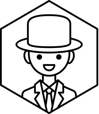 Erkek yüzü, çocuk avatar konsepti, insanlar gülümseme ikonu, minimalist vektör illüstrasyonu