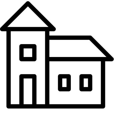 ev düz simgesi, vektör illüstrasyonu