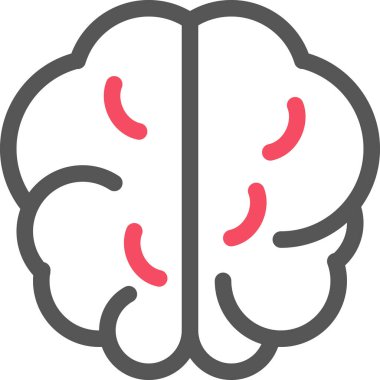 Beyaz arkaplanda izole edilmiş beyin simgesi, vektör illüstrasyonu