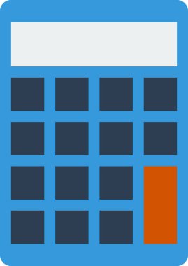 Hesap makinesi simgesi beyaz arkaplanda izole edildi, vektör illüstrasyonu 