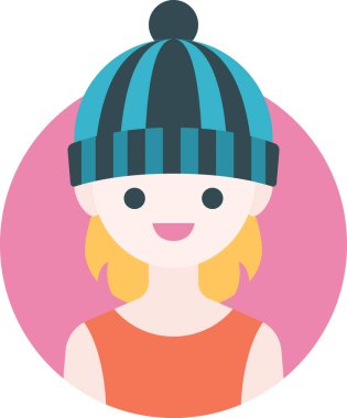 Kadın yüzü, kız avatar konsepti, insanlar gülümseme ikonu, minimalist vektör illüstrasyonu