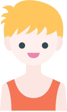 Erkek yüzü, çocuk avatar konsepti, insanlar gülümseme ikonu, minimalist vektör illüstrasyonu