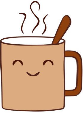 Beyaz arkaplanda izole edilmiş kupa, vektör illüstrasyonu