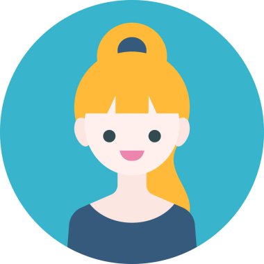 Kadın yüzü, kız avatar konsepti, insanlar gülümseme ikonu, minimalist vektör illüstrasyonu