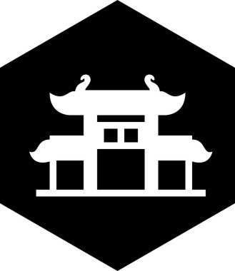 Renkli tapınak düz simgesi, vektör illüstrasyonu