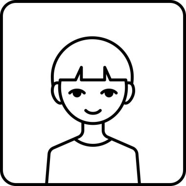 Erkek yüzü, çocuk avatar konsepti, insanlar gülümseme ikonu, minimalist vektör illüstrasyonu