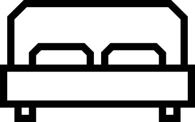 beyaz arkaplanda izole edilmiş yatak simgesi, vektör illüstrasyonu