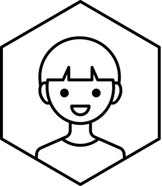 Erkek yüzü, çocuk avatar konsepti, insanlar gülümseme ikonu, minimalist vektör illüstrasyonu