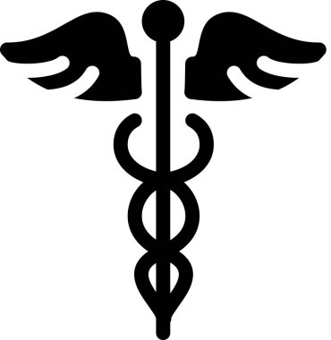 beyaz arkaplanda izole caduceus simgesi, vektör illüstrasyonu