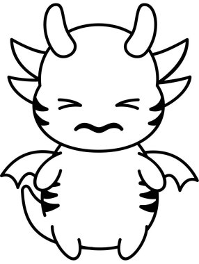 Şaşırmış çizgi film gragon yüz ifadesi, vektör illüstrasyonu