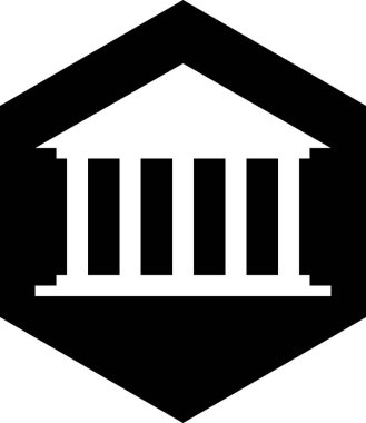 Müze binası düz simge, vektör, illüstrasyon