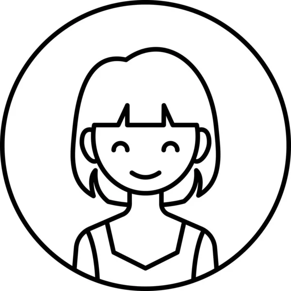 Chica Avatar Icono Vector Perfil Ilustración — Archivo Imágenes Vectoriales