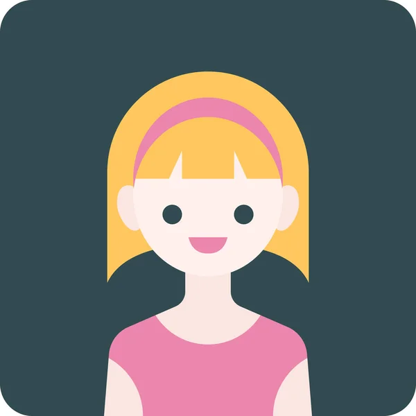 Vrouw Gezicht Meisje Avatar Concept Mensen Glimlach Pictogram Minimalistische Vector — Stockvector
