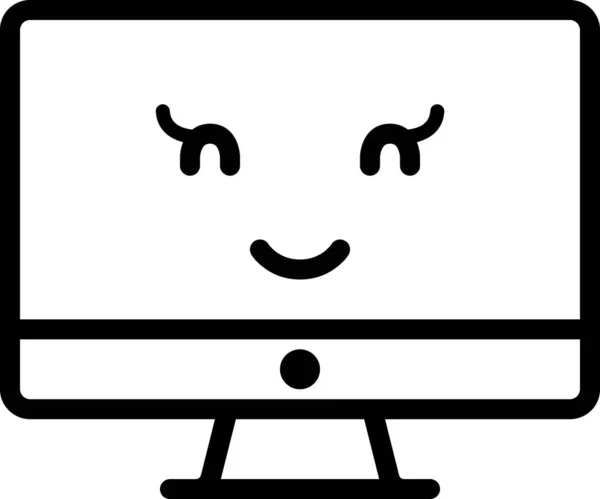 Expression Visage Emoticon Vecteur Avatar Visage Heureux Sur Ordinateur Bureau — Image vectorielle