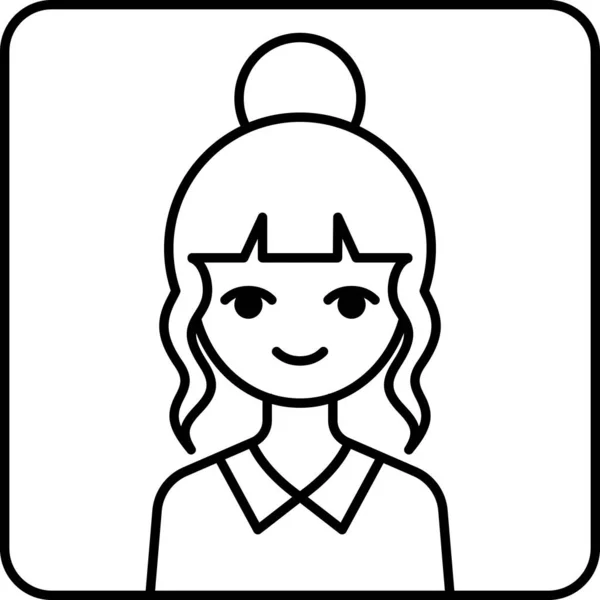 Flicka Avatar Ikon Profil Vektor Illustration — Stock vektor