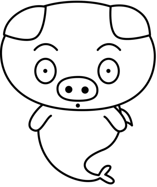 Ouverture Des Yeux Expression Visage Porc Illustration Vectorielle — Image vectorielle