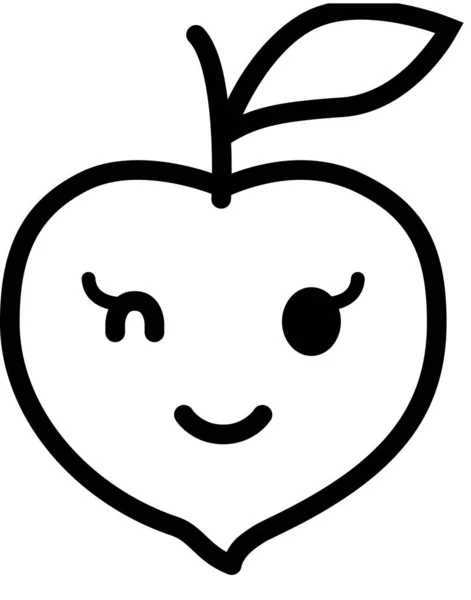 Expressie Gezicht Emoticon Vector Gelukkig Gezicht Avatar Perzik Fruit — Stockvector