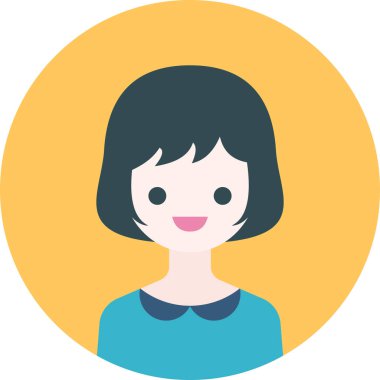 Kadın yüzü, kız avatar konsepti, insanlar gülümseme ikonu, minimalist vektör illüstrasyonu