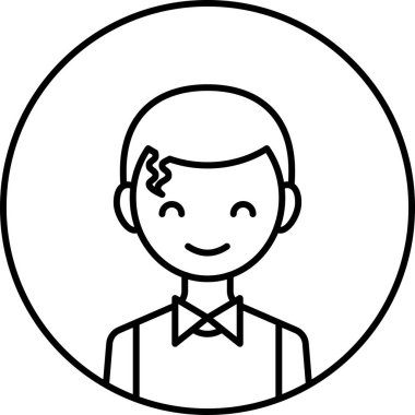 Erkek yüzü, çocuk avatar konsepti, insanlar gülümseme ikonu, minimalist vektör illüstrasyonu