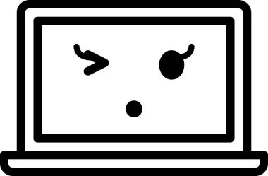 İfade yüz ifadesi duygu simgesi vektörü, nutku tutulmuş yüz avatarı dizüstü bilgisayar ekranında