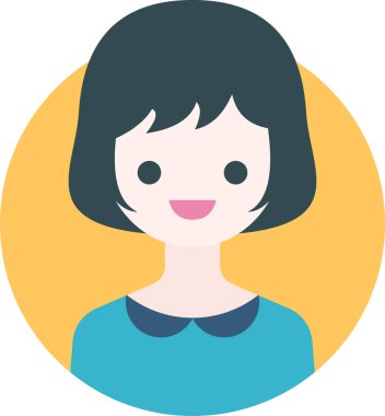 Kadın yüzü, kız avatar konsepti, insanlar gülümseme ikonu, minimalist vektör illüstrasyonu