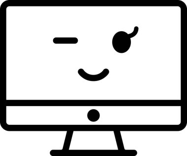 İfade yüz ifadesi duygu simgesi vektörü, masaüstü bilgisayarında gülen yüz avatarı