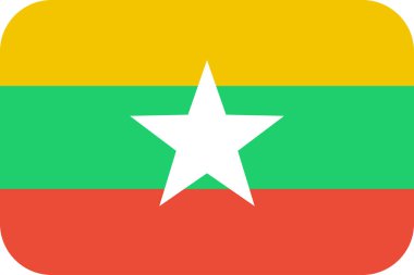 Myanmar düz simgesi bayrağı, vektör illüstrasyonu