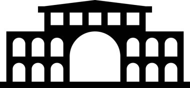 bina simgesi beyaz arkaplanda izole edildi, vektör illüstrasyonu