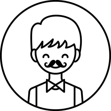 Erkek yüzü, çocuk avatar konsepti, insanlar gülümseme ikonu, minimalist vektör illüstrasyonu