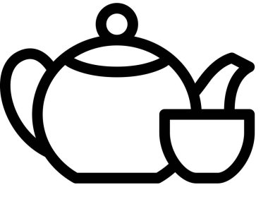 çaydanlık simgesi beyaz arkaplanda izole edildi, vektör illüstrasyonu