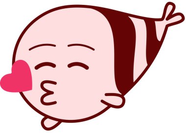 Öpücük ifadesi beyaz arkaplanda izole edildi, vektör illüstrasyonu