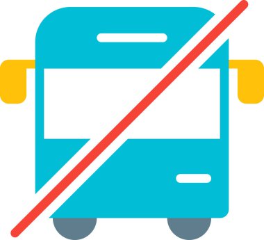 Otobüs düz simgesi yok, vektör illüstrasyonu