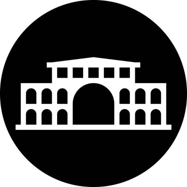 bina simgesi beyaz arkaplanda izole edildi, vektör illüstrasyonu