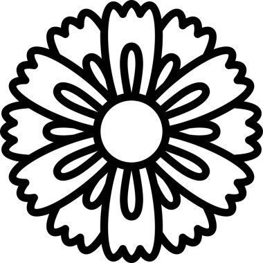 Çiçek süslemesinin basit vektör illüstrasyonu, çiçek açan bitki sanatı