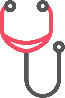 Beyaz arkaplanda izole edilmiş steteskop simgesi, vektör illüstrasyonu