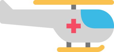 Beyaz arkaplanda izole edilmiş helikopter simgesi, vektör illüstrasyonu