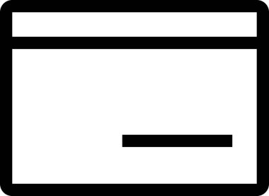 Beyaz arkaplanda vektör siyah çizgileri kredi kartı simgesi