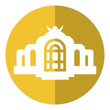 bina simgesi beyaz arkaplanda izole edildi, vektör illüstrasyonu