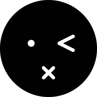 dudak simgesi, göz kırpan yüz avatarı, ifade ruh hali, minimalist vektör çizimi