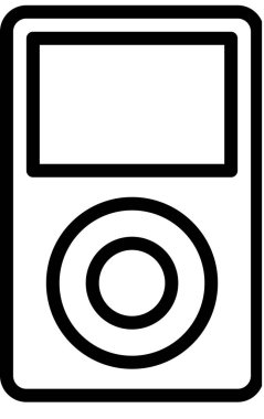 Beyaz arkaplanda izole edilmiş müzik simgesi, vektör illüstrasyonu