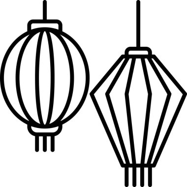 Ayışığı şenlik feneri simgesi, minimalist vektör illüstrasyonu