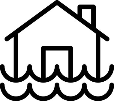 ev düz simgesi, vektör illüstrasyonu